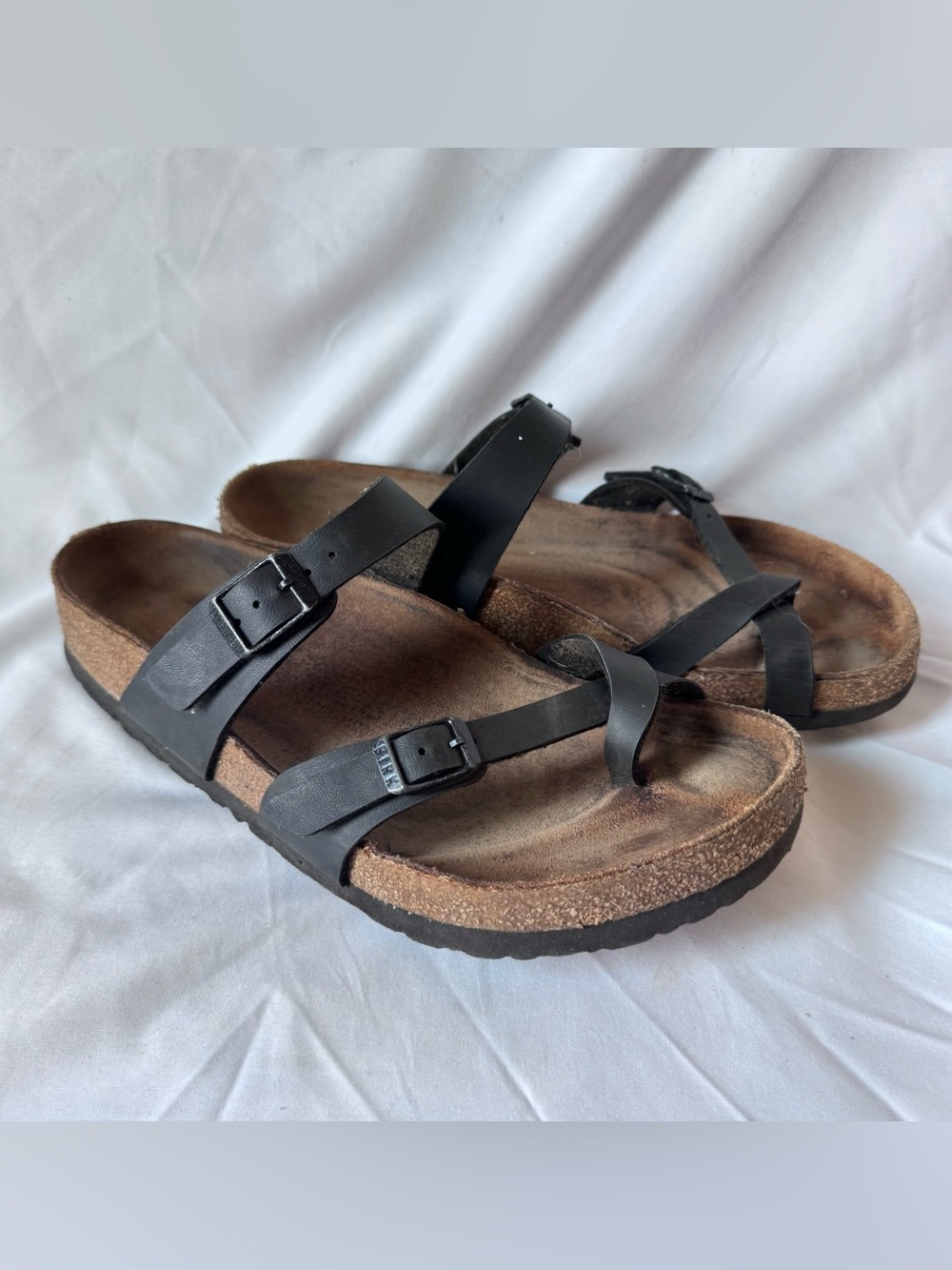 Birkenstock Black Double-Strap Cork Footbed Sandals